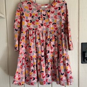 Hanna Andersson girls 4 Multicolor Swirl Tiered Dress long sleeve cotton pink